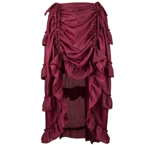 HXWCHs Victorian Retro Gothic Dress for Women Solid Color Tailored Waist Court Formal Dress Red XL