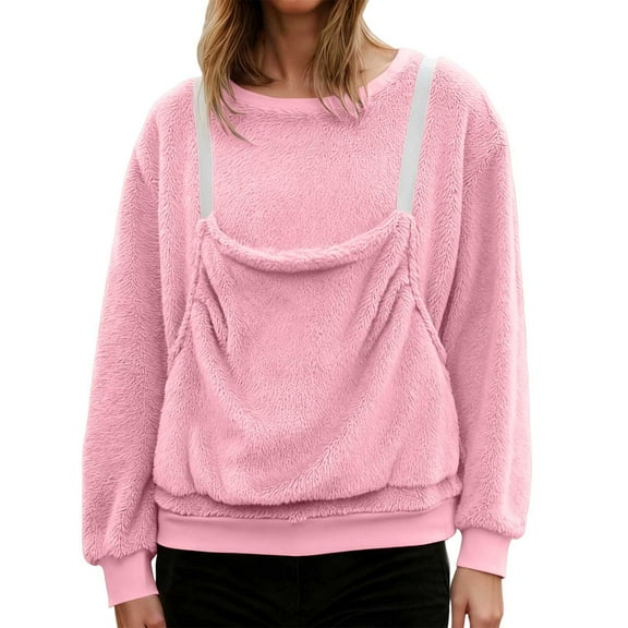 HXWCHs Warm Pet Pouch Hoodie Casual Solid Pocket Pullover Top for Everyday Everyday Fit and Versatile Styling Autumn and Winter Ready L Pink