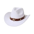 thumbnail image 1 of HXWCHs Western Cowboy Hat for Kids Girls with Heart Shaped Buckle Blet Cowgirl Hat Rodeo Party Hats Size: B White, 1 of 4