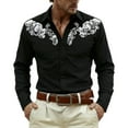 thumbnail image 1 of HXWCHs Western Heritage Long Sleeve Casual Shirt Festive Print Button Front Durable Easy Care top for Men XXL Black, 1 of 4