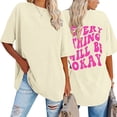 thumbnail image 1 of HXWCHs Women Basic Solid T Shirts for Layering Women's Oversized Casual T-Shirt with Unique Back Print Design Comfortable Short Sleeve Loose Fit top for Everyday Wear XXL Beige, 1 of 6