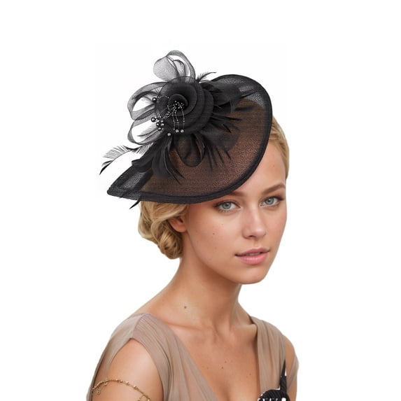 HXWCHs Women Fascinator Hats Tea Party Hat Vintage Pillbox Hat Headband for Black