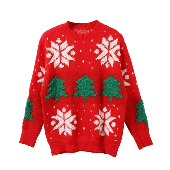 HXWCHs Women Sequin Christmas Sweater Women Christmas Casual Winter Print Loose Pullover Knit Sweater top Soft Warm Cozy Fashion Holiday Comfortable Tunic Long Sleeve One Size Red