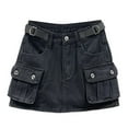 thumbnail image 1 of HXWCHs Women Low Waist Denim Mini Cargo Skirt with Pockets Casual Stretch Summer Button Short Black XS, 1 of 2