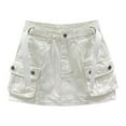 thumbnail image 1 of HXWCHs Women Low Waist Denim Mini Cargo Skirt with Pockets Casual Stretch Summer Button Short White XS, 1 of 2