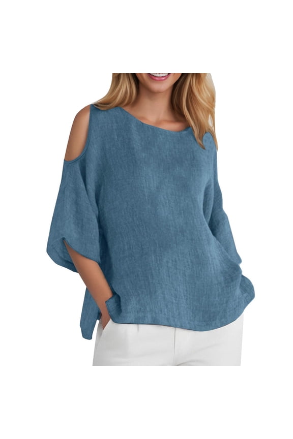 Women Solid Tees for Casual Outfits Women's Casual Short Sleeve Round Neck Blouse Comfortable Daily Wear T-Shirt for Spring Summer Fall Seasons S Blue