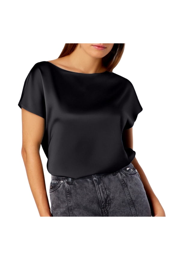 Women Solid Tees for Casual Outfits Women's Minimalist Fashion Short Sleeve top Pure Color Casual Basic Tee for Everyday Comfort and Style XXXXL Black
