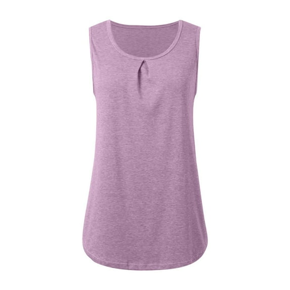 HXWCHs Women Workout Plain T Shirts Women's Solid Color Loose Fit Sports Vest Sleeveless Fitness Tank top for Running Training and Yoga S Purple