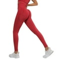 thumbnail image 1 of HXWCHs Women's Athleisure Yoga Pants High Rise Gym Leggings Solid Color Red L, 1 of 6