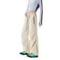 thumbnail image 1 of HXWCHs Women's Casual Cargo Parachute Pants with Secure Zipper Pockets for Outdoor Hiking and Travel Adventures M Khaki, 1 of 4