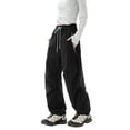 thumbnail image 1 of HXWCHs Women's Casual Cargo Parachute Pants with Secure Zipper Pockets for Outdoor Hiking and Travel Adventures XXXL Black, 1 of 4