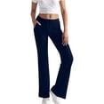 thumbnail image 1 of HXWCHs Women's Casual Drawstring Elastic Waist Wide Leg Sweatpants Solid Color Comfortable Trousers for Everyday Wear S Navy, 1 of 8