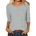 thumbnail image 1 of HXWCHs Women's Casual Loose Fit Round Neck Sparkling Sequins Short Sleeve Bling T Shirt ofp XXL Grey, 1 of 4