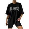 thumbnail image 1 of HXWCHs Women's Casual Printed Round Neck Short Sleeve Tee Soft Summer Regular Fit top XXL Black, 1 of 4