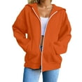 thumbnail image 1 of HXWCHs Women's Comfy Solid Hooded Sweatshirt - Zip Closure, Side Pockets Fashion Top Orange XXXXL, 1 of 9