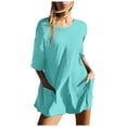 thumbnail image 1 of HXWCHs Women's Cropped Jumpsuit, Stylish Women's Casual Romper with Short Sleeves Round Neck and Convenient Pockets for Everyday Comfort S Sky Blue, 1 of 7