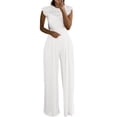 thumbnail image 1 of HXWCHs Women's Denim Jumpsuit, Elegant Women's Sleeveless Jumpsuit with Ruffle and Lace Featuring Straight Leg Trousers XL White, 1 of 5
