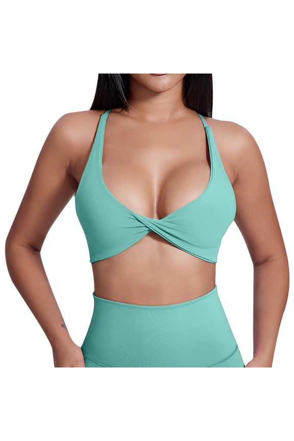 Women's Distressed Jeans Stylish Ripped Details Women's Seamless Yoga Bra Supportive Athletic Underwear Vest for Fitness Workout Comfort Green M