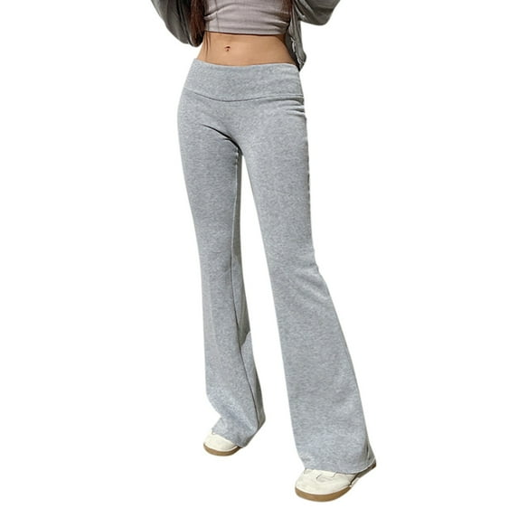 HXWCHs Women's Fashion Casual Solid Color Knitted Yoga Pants Comfortable Low Rise Slim Fit Tracksuit Bottoms for Everyday Wear S Grey