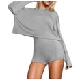 thumbnail image 1 of HXWCHs Women's Fashion Long Sleeve T-Shirt with Back Cutout Design Casual Loose Fit Breathable Athletic Wear top L Grey, 1 of 6