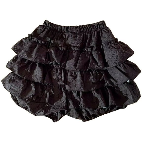 HXWCHs Women's Fashionable Casual Pleated Tunics Tutu Skirt with Comfortable Stretch Waistband Black XXL