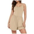 thumbnail image 1 of HXWCHs Women's Floral Jumpsuit, Women's Casual Solid Sleeveless Jumpsuit with Multiple Pockets for Sporty Comfort M Khaki, 1 of 8