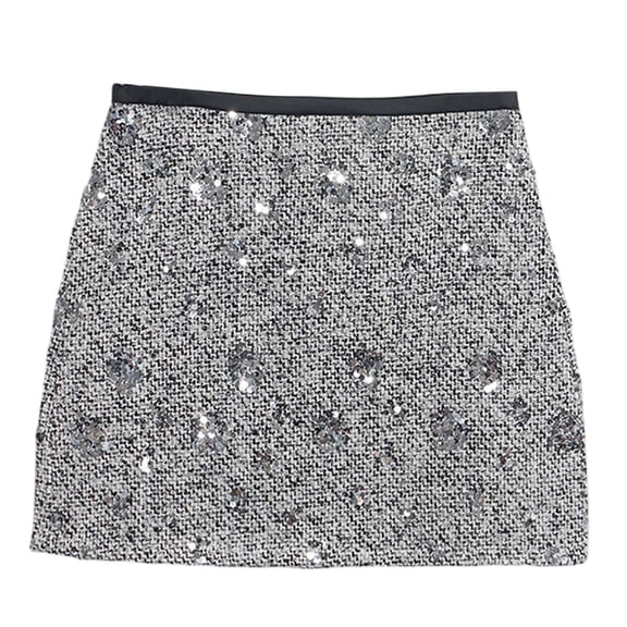 HXWCHs Women's Glitter Sequin Fringe Strap Chain Dance Skirt for Carnival Party Night Out Silver S