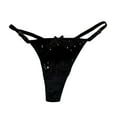 thumbnail image 1 of HXWCHs Women's Glitter Thong Panties High Waist Comfortable Adjustable Lingerie Underwear For Everyday Wear Black S, 1 of 4