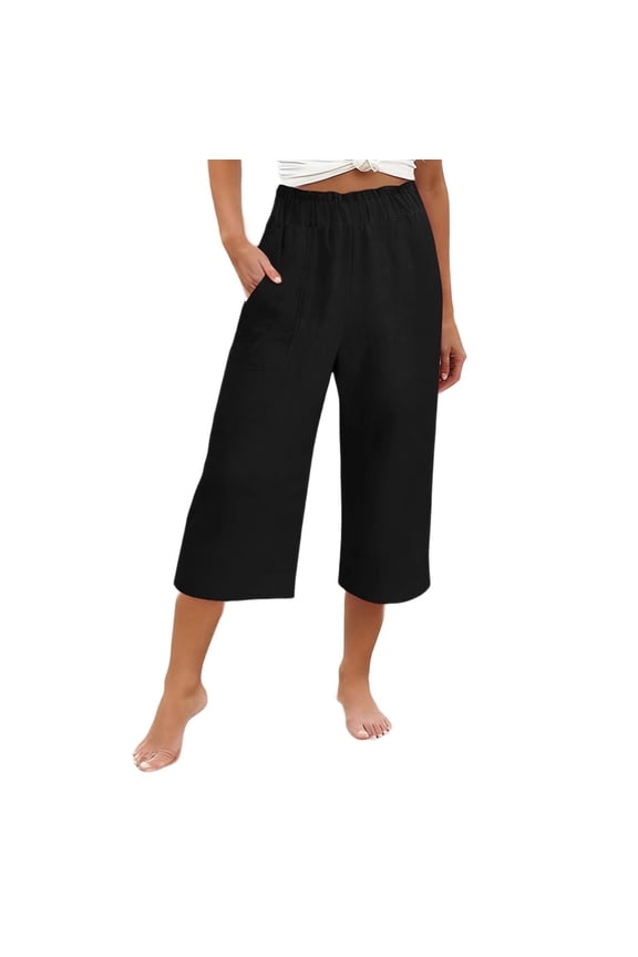 Women's High Waist Casual Pants with Pockets Effortless Everyday Trousers Clean Finish Comfortable Wear S Black