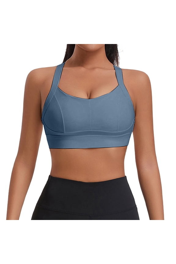 Women's Jeans High Strength Fitness Yoga Vest for Women Shockproof Sports Bra Supportive Workout top Comfortable Activewear Blue L