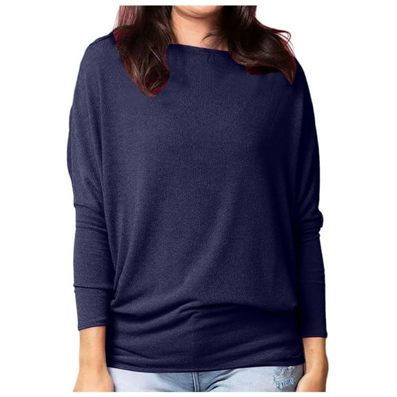 HXWCHs Women's Knitted Pullover Sweater Long Sleeve Crew Neck Printed Casual tops for Comfortable Everyday Wear XXL Blue