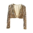 thumbnail image 1 of HXWCHs Women's Lightweight Sequin Cardigan Open Front Blouse Shiny Glitter Sparkly Casual Jacket For Spring Summer Outfits Gold M, 1 of 3