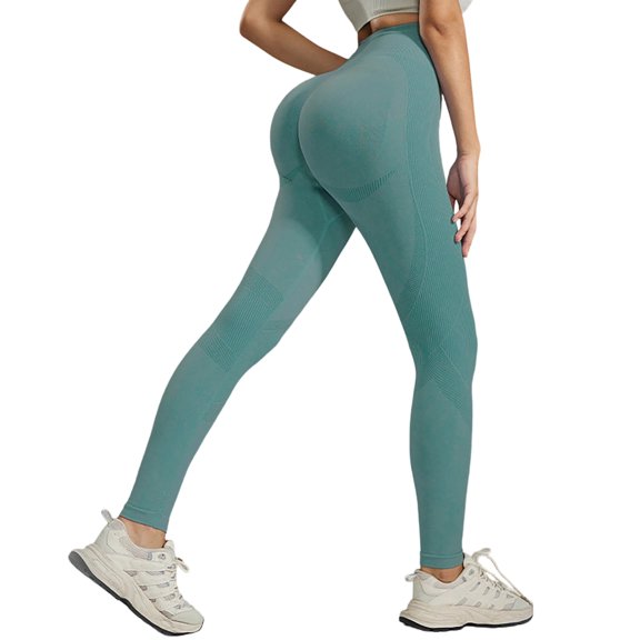 HXWCHs Women's Long Solid Color Yoga Leggings High Waist Seamless Workout Leggings For Lifting Yoga Pants With Squat Proof Fabric M Green
