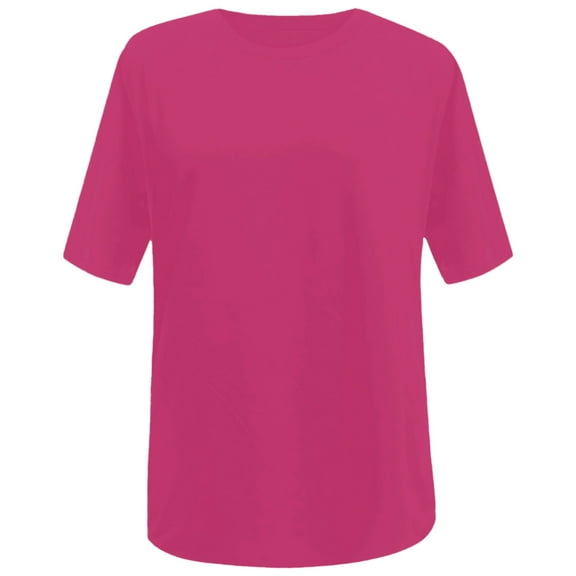 HXWCHs Women's Loose Fit Casual T-Shirt with Drop Sleeve and Crew Neck for Everyday Comfort S Hot Pink