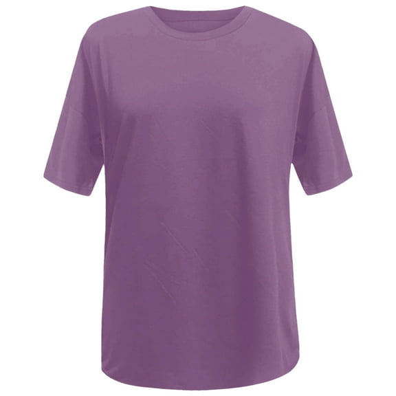 HXWCHs Women's Loose T Shirt Casual Crew Neck Short Sleeve Top with Drop Sleeves for Everyday Comfort and Versatile Wear M Purple