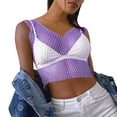 thumbnail image 1 of HXWCHs Women's Mesh Crop top with Rhinestone Embellishment Sheer Tank top for Fashionable Layering M Purple, 1 of 5