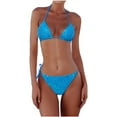 thumbnail image 1 of HXWCHs Women's Sequin Bikini Set Sparkling Triangle Top and Matching Bottoms Swimsuit for Beach Pool Party Blue S, 1 of 4