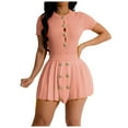 thumbnail image 1 of HXWCHs Women's Skirt Suit Set Two Piece Wear with Short Sleeve Top and Matching Skirt XL RD2, 1 of 5