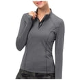 thumbnail image 1 of HXWCHs Women's Slim Fit Long Sleeve Yoga Tee for Running Fitness Athletic Activewear top L Grey, 1 of 7