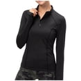 thumbnail image 1 of HXWCHs Women's Slim Fit Long Sleeve Yoga Tee for Running Fitness Athletic Activewear top XS Black, 1 of 9