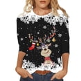 thumbnail image 1 of HXWCHs Women's Solid Bamboo Blend Solid Tee Festive Holiday Themed Casual Crewneck Tee Short Sleeve top for Women Cozy Comfort Wear and Daily Outfits with Seasonal Print XL Black, 1 of 4