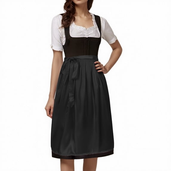 HXWCHs Women's Solid Color Gothic Gown Vintage Slim Waist Medieval Victorian Court Evening Dress Black S