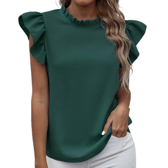 HXWCHs Women's Solid Color Round Neck Crop Tank top Vest Casual Summer Fashion M Green