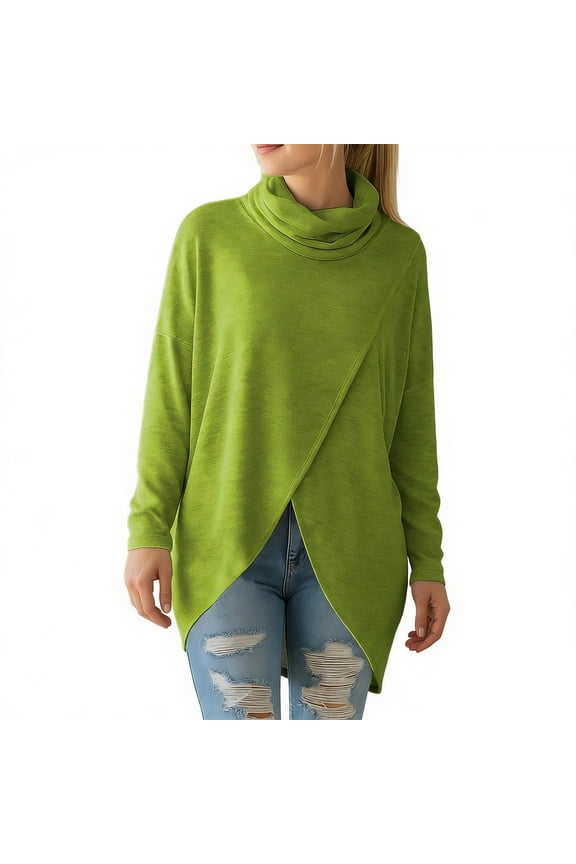 Women's Solid Essential top Casual Loose Fit Long Sleeve Bateau Neck Pullover Knit Sweater Shirt for Fall and Winter Fashion XXXL Green