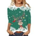 thumbnail image 1 of HXWCHs Women's Solid Blend T-shirt Festive Holiday Themed Casual Crewneck Tee Short Sleeve top for Women Cozy Comfort Wear and Daily Outfits with Seasonal Print L Green, 1 of 4