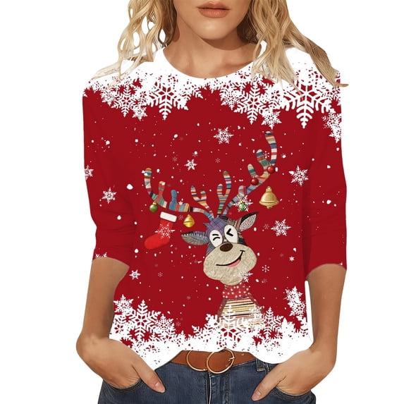 HXWCHs Women's Solid Scoop Neck T-shirt Festive Holiday Themed Casual Crewneck Tee Short Sleeve top for Women Cozy Comfort Wear and Daily Outfits with Seasonal Print XL Red