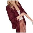 thumbnail image 1 of HXWCHs Women's Sparkling Sequin Long Sleeve Party Jacket Shiny Lapel formal Casual Outerwear Coat XXL Wine, 1 of 8