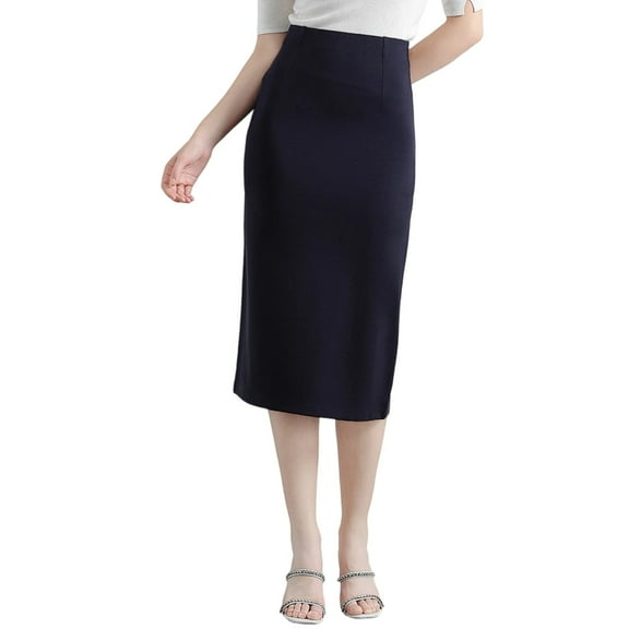 HXWCHs Women's Stretch Pencil Midi Skirt High Waist Slim Fit Bodycon Elegant Business formal Attire Blue L