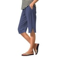 thumbnail image 1 of HXWCHs Women's Summer Casual Knee Length Shorts Loose Fit Beach Shorts with Side Pockets Comfortable Outdoor Walking Wear Navy M, 1 of 5