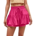 thumbnail image 1 of HXWCHs Women's Summer High Waist Wrap Skirt Pants Stylish Drawstring Folded Wide Leg Palazzo Culottes for Casual Wear Pink XXL, 1 of 6